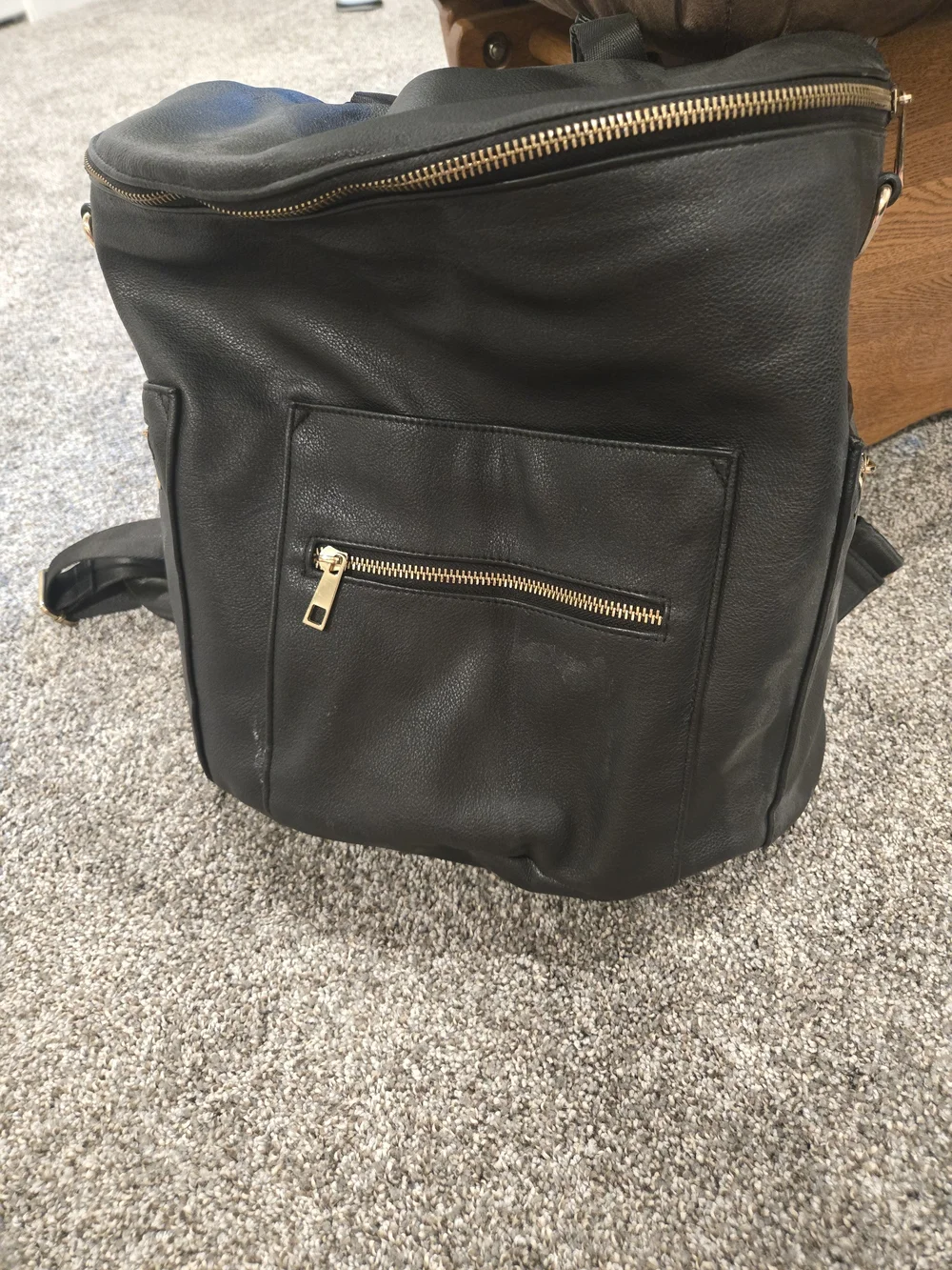 Black Leather Diaper Bag